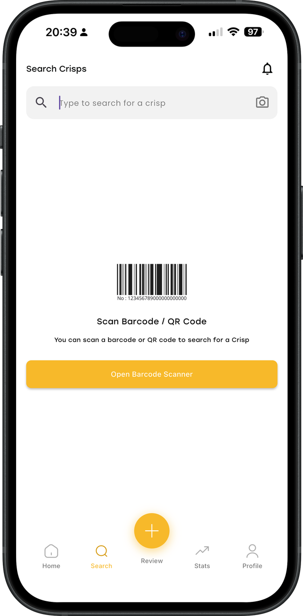 Scanning a barcode or QR code to search for a crisp